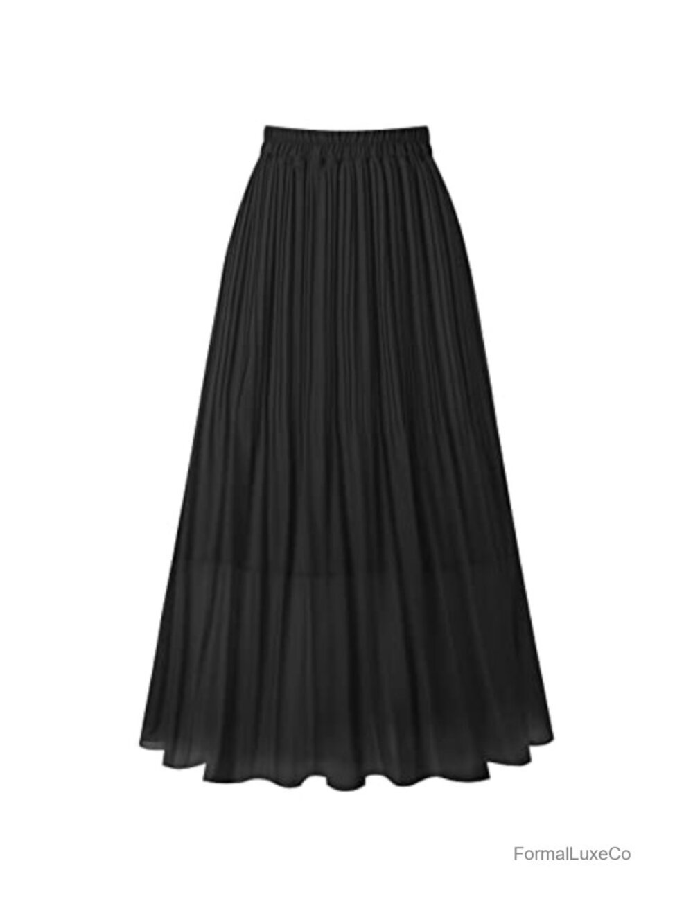 Pleated A-Line Midi Skirt High Waist Chiffon Lined